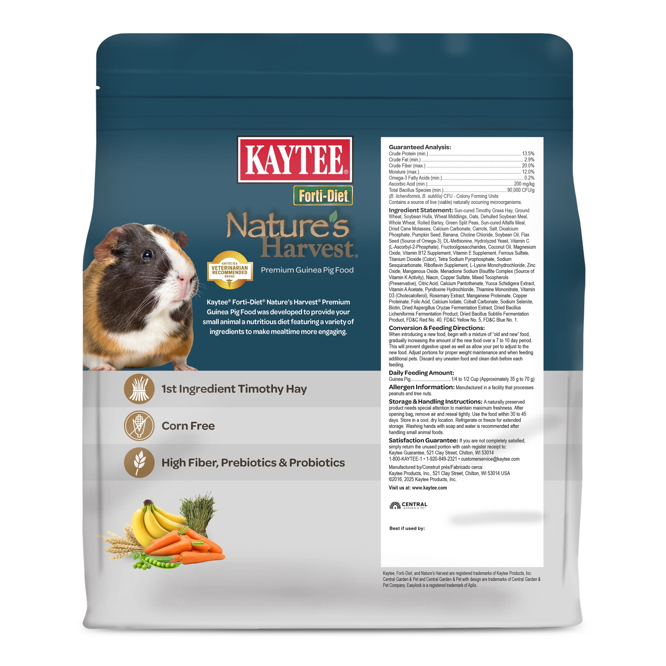 Kaytee Forti-Diet Nature's Harvest Guinea Pig Food, 5 Pounds