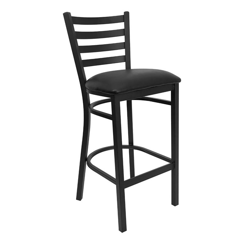 Pemberly Row Modern 31" Metal Ladder Back Bar Stool in Black