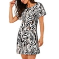 thumbnail image 2 of Fotbe Chemise de Nuit en Coton à Motif Léopard et Zèbre pour Femmes Manches Courtes Chemise Décontractée Imprimée, 2 of 6
