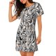 thumbnail image 2 of Balery Leopard And Zebra Camisón de manga corta con cuello redondo para mujer, cómodo y elegante., 2 of 6