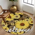thumbnail image 2 of Round Area Rug 8 Ft, Spring Daisy Washable Non-Slip Circle Carpet for Living Room/Bedroom, Botanical Brown Yellow Flowers Oil Painting Collection Low-Profile Large Area Rugs for Indoor, 2 of 8