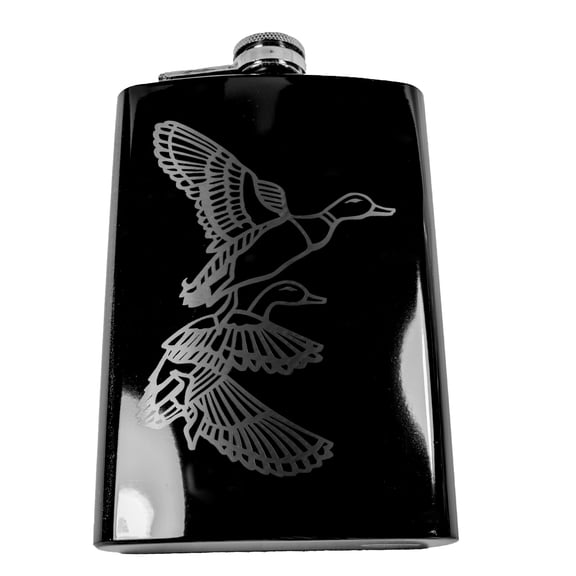 8oz BLACK Ducks Flask L1