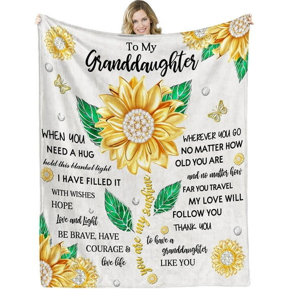 Granddaughter Blanket for Granddaughter Gifts-Granddaughter Gifts from Grandma Grandpa, Granddaughter Gift Ideas for Christmas,Birthday (Granddaughter), 50*60inch