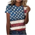 thumbnail image 2 of Womens American Flag Shirt 4th of July T-Shirt Patriotic Short Sleeve Tee USA Flag Stripe Star Summer Blouse Tops, 2 of 6