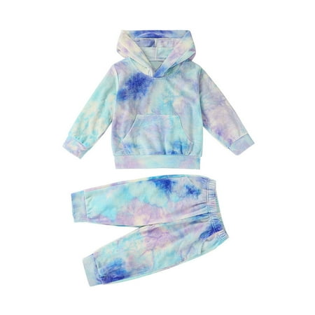 

AIMAOMI Baby Boys Girls Tie-Dye Hooded Sweatshirt Pants Outfits Set H