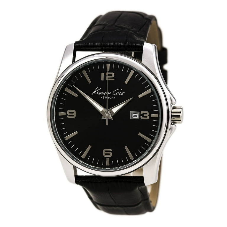 Kenneth Cole Men's KC1864 New York Black Dial Black Leather Strap