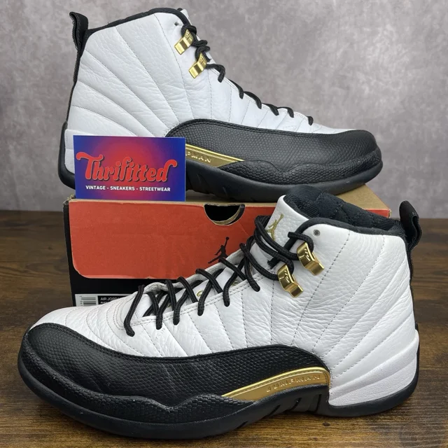 Ni - ke Jordan 12 Royalty Taxi Size 9.5 CT8013-170 White Black Gold Men’s Shoes OG Rare