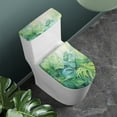 thumbnail image 2 of ZIATUBLE Palm Leaves Toilet Lid Seat Cover Elongated Toilet Lid and 2 Piece Tank Cover Sets for Bathroom Easy to Install Toilet Mat Protective Cover Soft Seat Covers Tank Lip Covers, 2 of 7