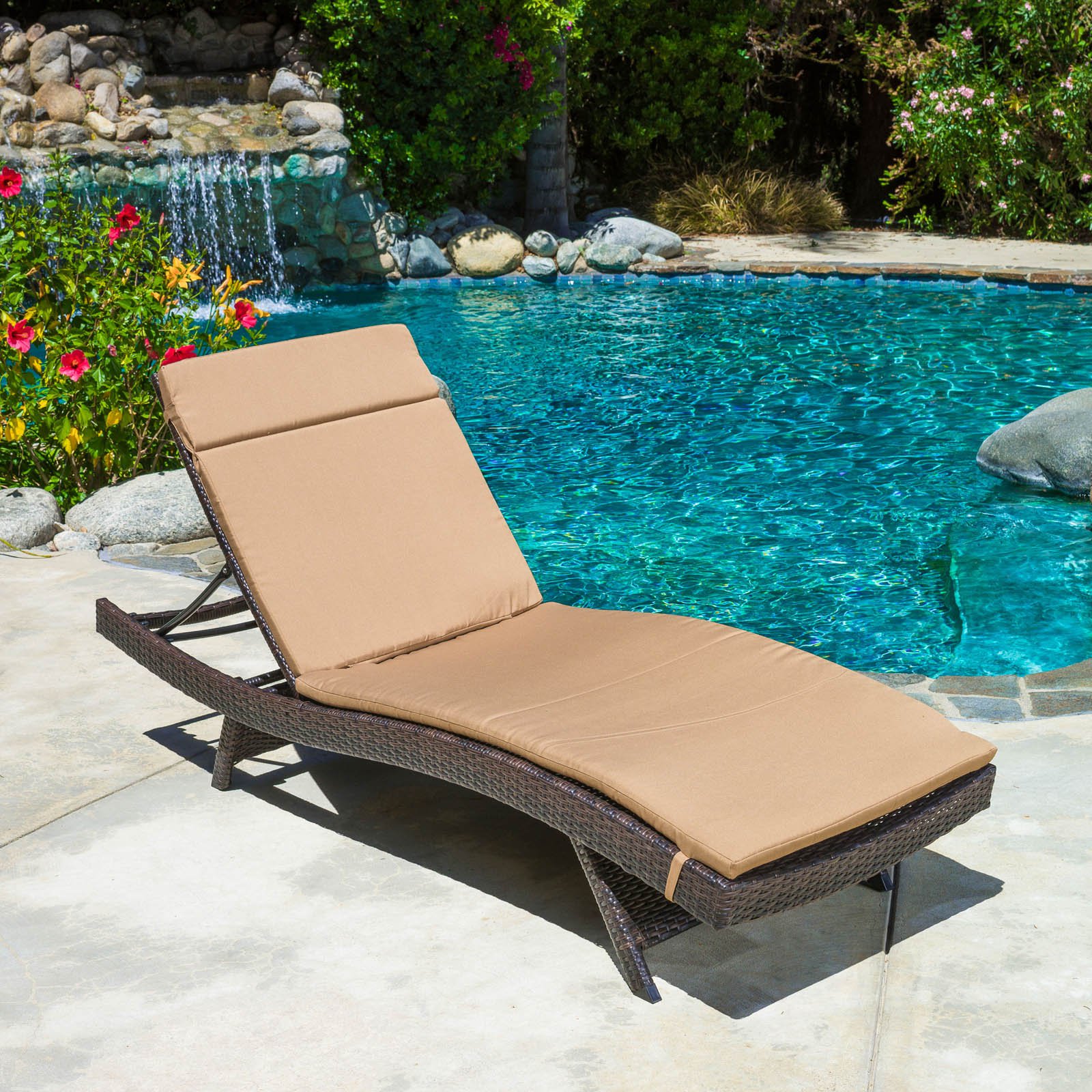 Outdoor Adjustable Chaise Lounge with Colored Cushion - image 1 of 2