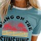 thumbnail image 2 of Camiseta de manga corta estampada para mujer, cuello redondo, camisa informal de verano, Tops para oficina, cita nocturna, salida nocturna, azul lago XL, 2 of 5