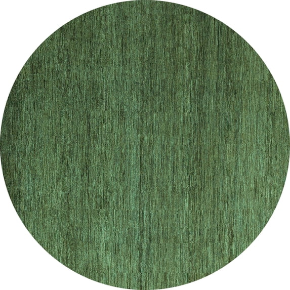 Ahgly Company Machine Washable Indoor Round Abstract Turquoise Blue Modern Area Rugs, 6' Round