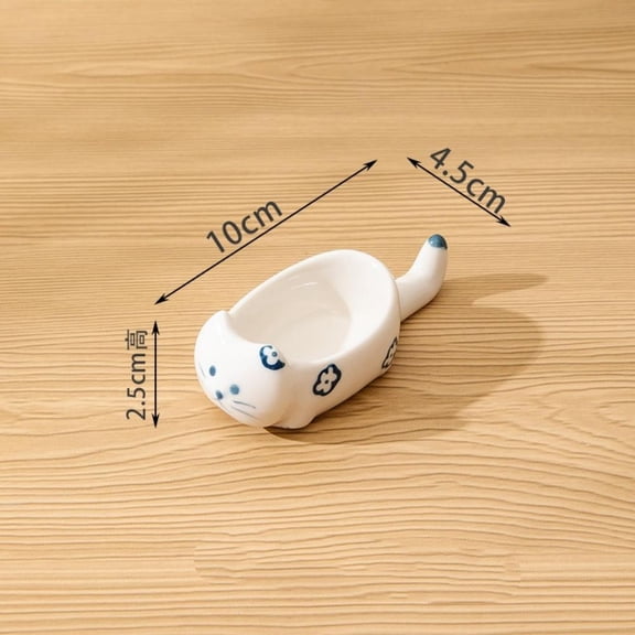 Ceramic Cat Shaped Mini Dipping Plate Chopstick Holder Sauce Dish Small Bowl Chopstick Rest Rack Restaurant Kitchen Tableware