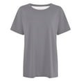 thumbnail image 3 of T Shirts for Women 2025 Solid Color Short Sleeve Crewneck Loose Fit Casual Plain Basic Tshirt Womens T Shirts, 3 of 5