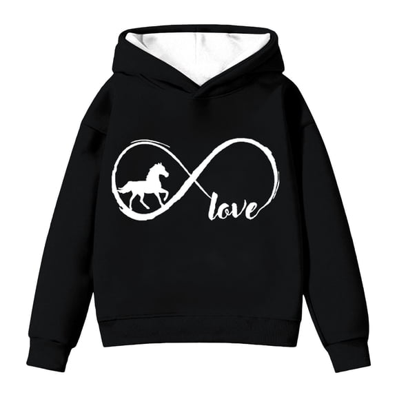 WOYY Toddler Girls Horse Print Hoodie Cozy Casual Hooded Sweatshirt, Sizes 2-3T