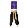 thumbnail image 3 of iiniim Men's Adult Arabian Prince Costume Halloween Persian Ara Genius Cosplay Vest Harem Pants Outfit Dark Purple&Black M, 3 of 7
