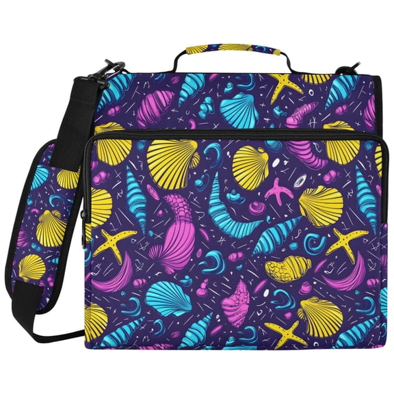 ALAZA Zipper Binder Seashell Fantasy Pattern 2 inch 3 Ring 500 Sheet Capacity Trapper Keeper File Folder Organizer Bag
