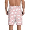 thumbnail image 3 of Kdxio Rabbit And Cloud Print Mens Sleep Shorts Bottoms Soft Comfy Pajama Wear Pants with Drawstring Pockets, 3 of 7
