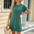 thumbnail image 7 of Diufon Summer Cotton Dresses for Women Casual Solid Color Dress Round Neck Short Sleeve Dress, 7 of 7