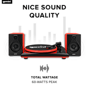 Gemini Sound TT-900BR Bluetooth Belt Drive Turntable with Dual Stereo Speakers, Black Red
