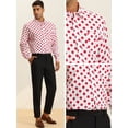 thumbnail image 5 of Unique Bargains Men's Polka Dots Dress Shirt Button Down Long Sleeves Slim Fit Shirts 2XL Pink, 5 of 6