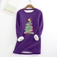 thumbnail image 1 of Meichang Chandail en Molleton en Molleton pour Femmes Grande Taille Graphique Arbre de Noël Doublé Sherpa Chandail en Molleton Hiver Chaud Manches Longues Col Rond Chandail Chandail en Molleton Bleu Foncé S, 1 of 4