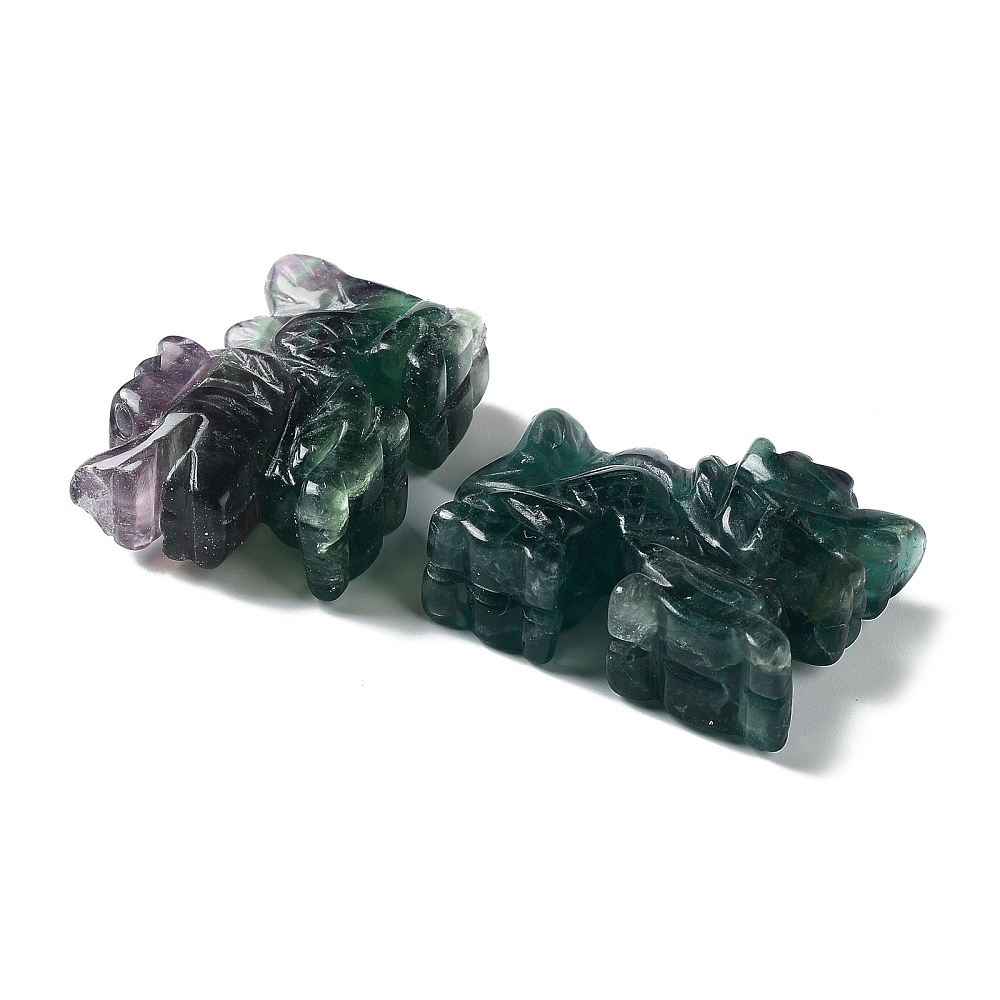 Natural Fluorite Carved Healing Dragon Figurines Reiki Energy Stone Display Decorations 53-55x17x38mm
