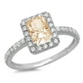 thumbnail image 5 of 1.86 ct Emerald Cut Natural Morganite with Simulated Diamond Halo Accents 14K White Gold Womens Engagement Ring, 5 of 6