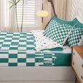 thumbnail image 5 of Manfei Geometric Check Zipper Full Size Comforter Sets with Fitted Sheet and 2 Pillowcases,Modern Checkered Zipper Bedding Set,Teal Green,Polkadot Reversible,4pcs, 5 of 8