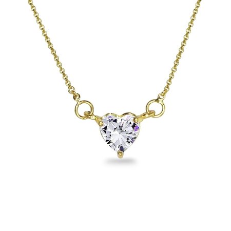 - ICZ Stonez Sterling Silver 6mm Heart Choker Necklace Created with Swarovski Zirconia