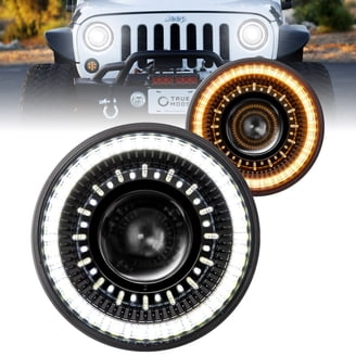 Pair 7" Round Halo LED Headlights – Hi/Lo Beam – Fits 1997-2015 Jeep Wrangler TJ/JK/LJ