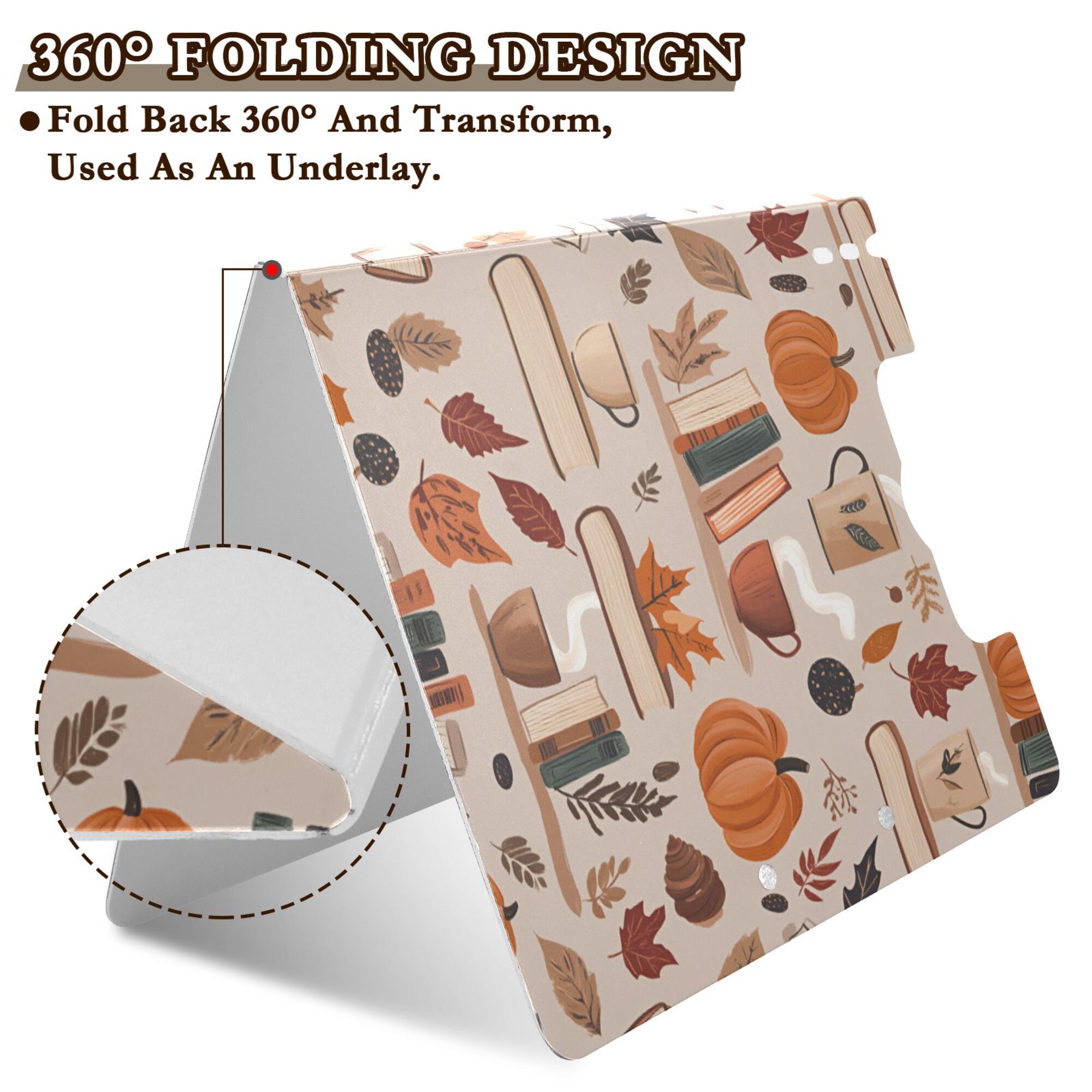 FORMRS A4 Clipboard Folder with Pen Holder Horizontal Foldable School Office Binder, Fall Acorns Pattern