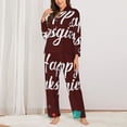 thumbnail image 2 of Disketp Happy Thanksgiving Pajamas Set Long Sleeve Sleepwear Womens Button Down Nightwear Pj Sets-{designName}-X-Large, 2 of 7