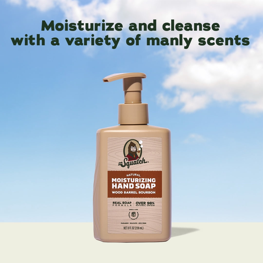 Dr. Squatch Liquid Hand Soap, Natural Moisturizing Hand Wash, Wood Barrel Bourbon, 8 fl oz