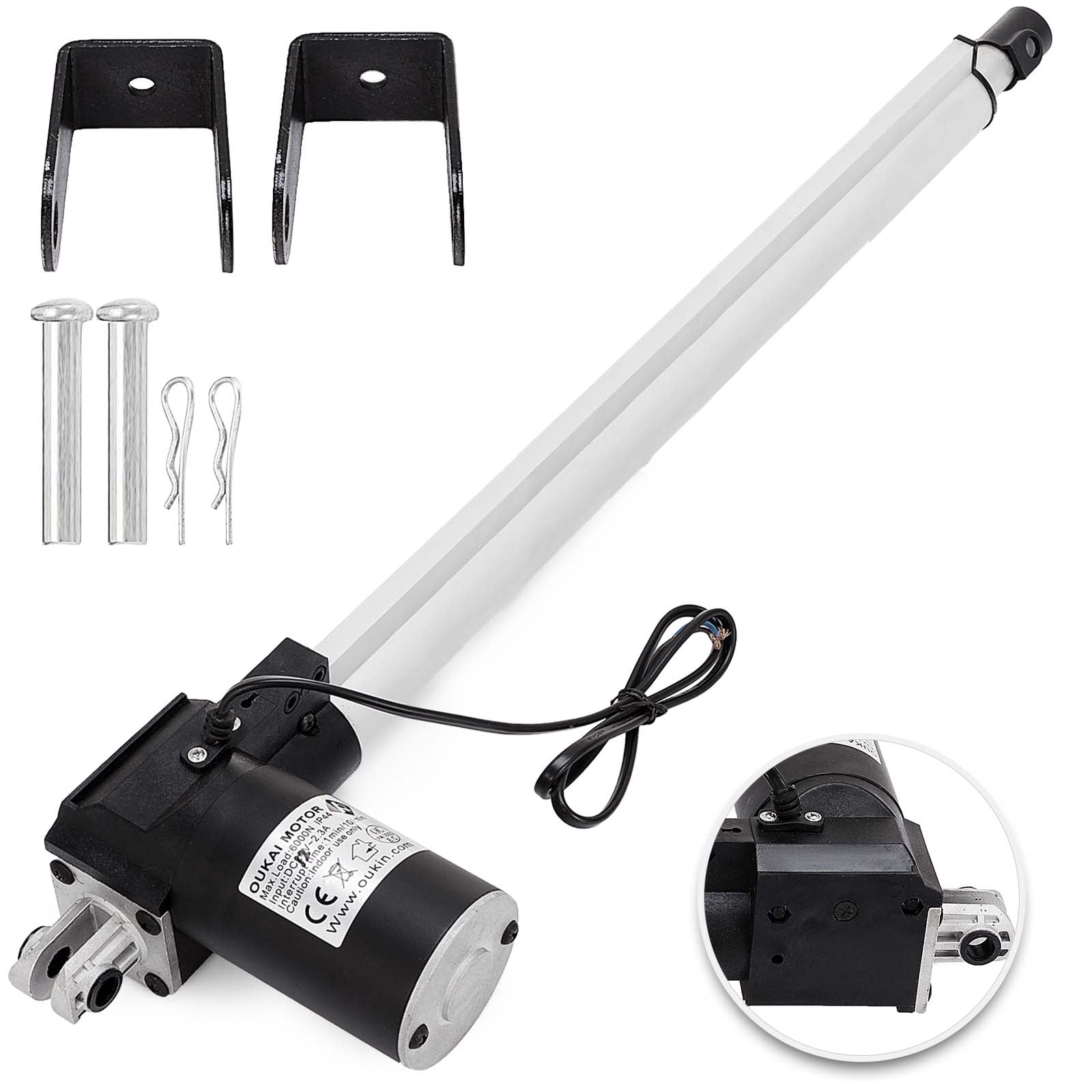 Homend DC 12V 8 Inch Stroke Linear Actuator with Mounting Bracket 200MM 6000N/1320LB Maximum Load for Recliner TV Table Lift Massage Bed Electric Sofa Linear Actuator 