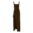 thumbnail image 4 of HNMKIU Elegant Dresses for Women Evening Maxi Bodycon Long Square Neck Sleeveless Party Gown With High Slit for Wedding Festive Occasions Maxi Dress Brown,M, 4 of 5