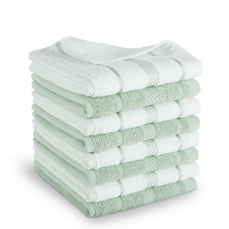

KitchenAid Albany Dishcloth 8 Pack Set Pistachio/White 12 x12