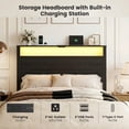 thumbnail image 7 of Bexfil Full Size LED Bed Frame with Charging Station, Modern Metal Platform Bed with Wood Headboard, Black Oak, 7 of 7