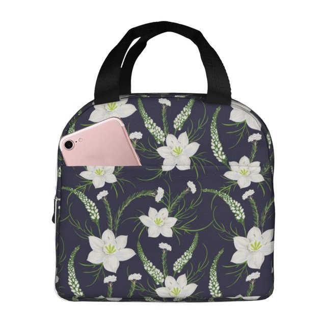 Disketp Lilies Flowers for Insulated Lunch Bag for Women and Men, Perfect for Work, Hiking, Picnic