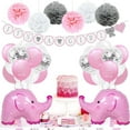 thumbnail image 3 of Specool Pink Elephant Baby Shower Decoration Kit, 2 Foil Balloons, It's a Girl Banner, 3 of 6