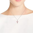 thumbnail image 6 of Unisex Cross Red Coral 5 Sterling Silver Religious Necklace - 18 inch, 6 of 6
