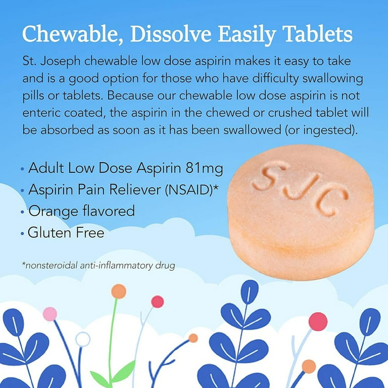 St. Joseph, Chewable Aspirin Low Dose, 81mg, 36 count 3 pack