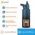 thumbnail image 3 of Botella de agua CIVAGO con aislamiento de acero inoxidable de 950 ml y pajita, 3 of 6