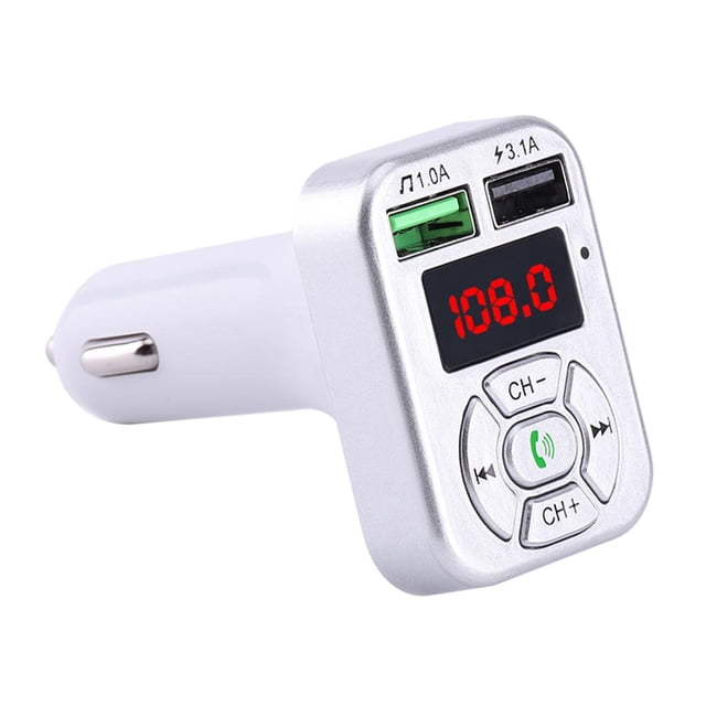 Coche Bluetooth Inalámbrico Sunnimix Transmisor FM Adaptador Reproductor de MP3 Plata