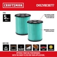 thumbnail image 2 of Filtro de vacío CRAFTSMAN CMXZVBE38777 HEPA Media 5-20 galones, 2 of 7