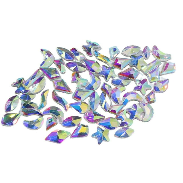 50Pcs Aurora Glass Nail Rhinestones DIY Nail Art Gems Flat Bottom Nail Rhinestones for Stunning Party Looks