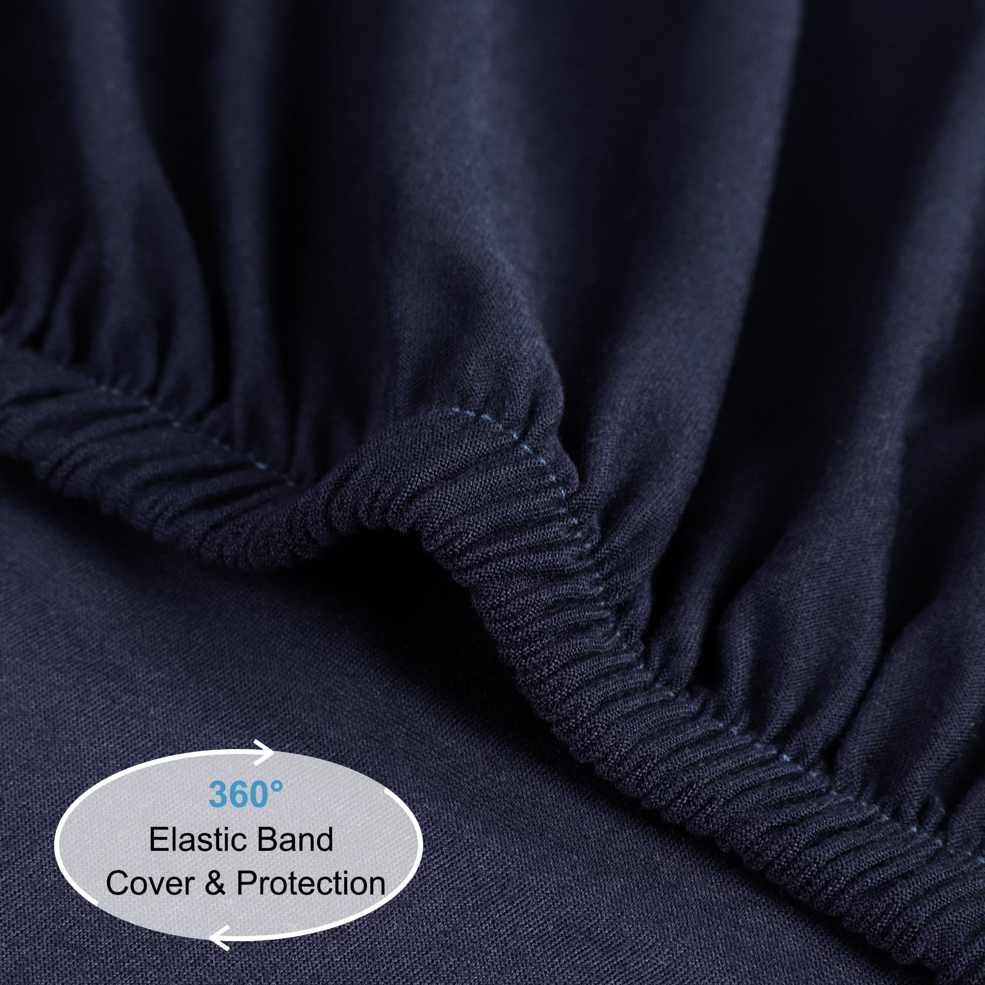 Unique Bargains Soft 190GSM Queen 16 Inch Deep Pocket Fitted Sheets Navy Blue Twin