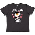 thumbnail image 3 of Inktastic I Love My Oma with Cute Penguin and Hearts Youth T-Shirt, 3 of 5