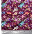 thumbnail image 1 of Soimoi Cotton Jersey Fabric Leaves, & Rose Floral Print Fabric by Yard 58 Inch Wide, 1 of 1
