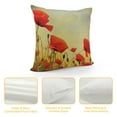 thumbnail image 4 of Nawypu  Poppy Flower Throw Pillow Cushion Cover, Flower and Buds on Ambient, Decorative Square Accent Pillow Case,Pale Brown Vermilion, 4 of 5