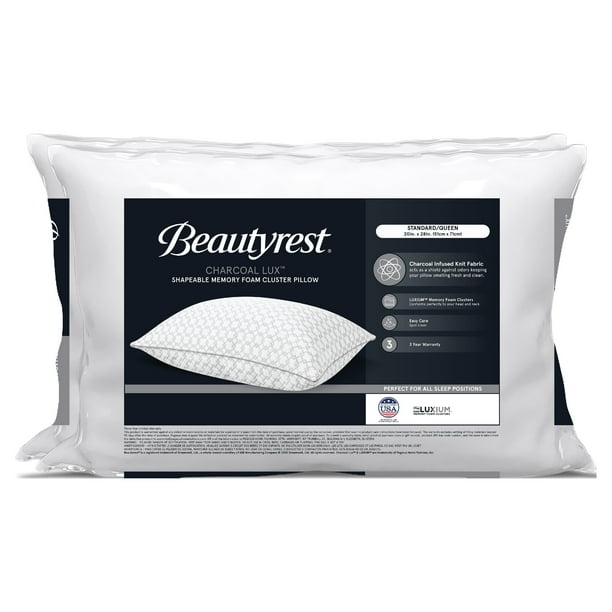 Beautyrest® Charcoal Lux Foam Bed Pillow 2 Pack, Standard/Queen